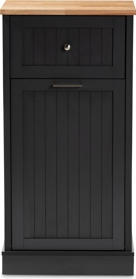 Baxton Studio Marcel Farmhouse and Coastal White and Oak Brown Finished Kitchen Cabinet