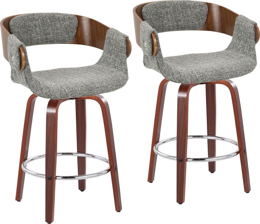 Lumisource Barstools - Elisa Counter Stool In Walnut & Grey Fabric (Set of 2)