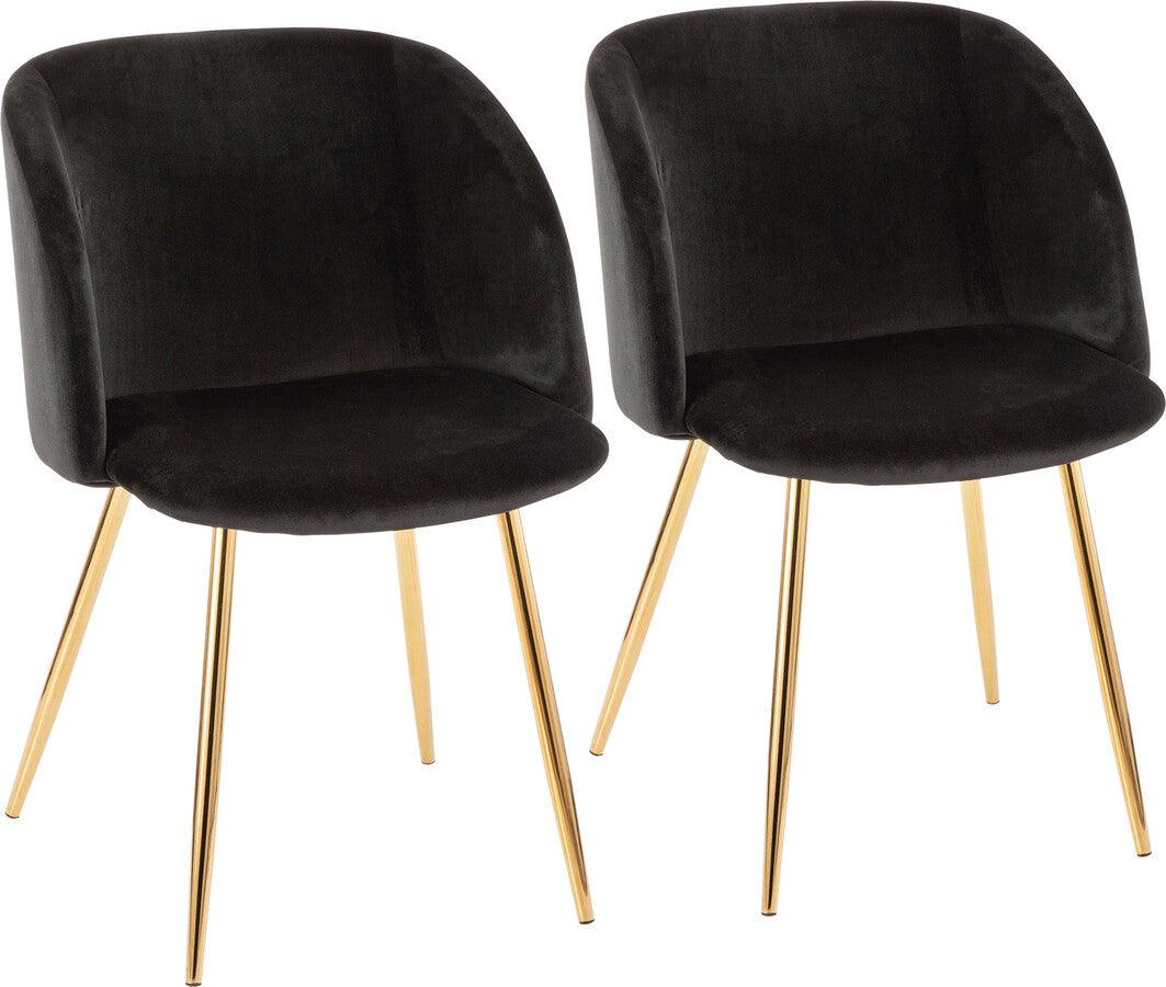 Lumisource Dining Chairs - Fran Contemporary Chair in Gold Metal and Black Velvet - Set of 2