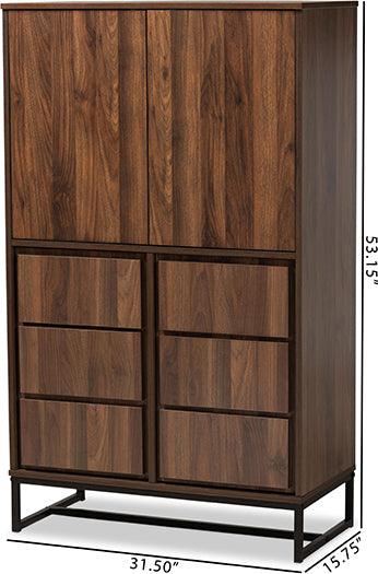 Wholesale Interiors Buffets & Cabinets - Neil Walnut Brown Finished Wood and Black Finished Metal Multipurpose Storage Cabinet