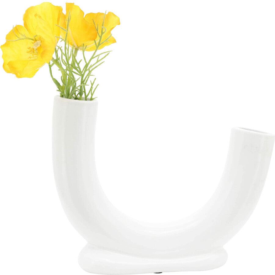 Sagebrook Home Vases - Ceramic 8"H U-Shaped Vase W/ Base White