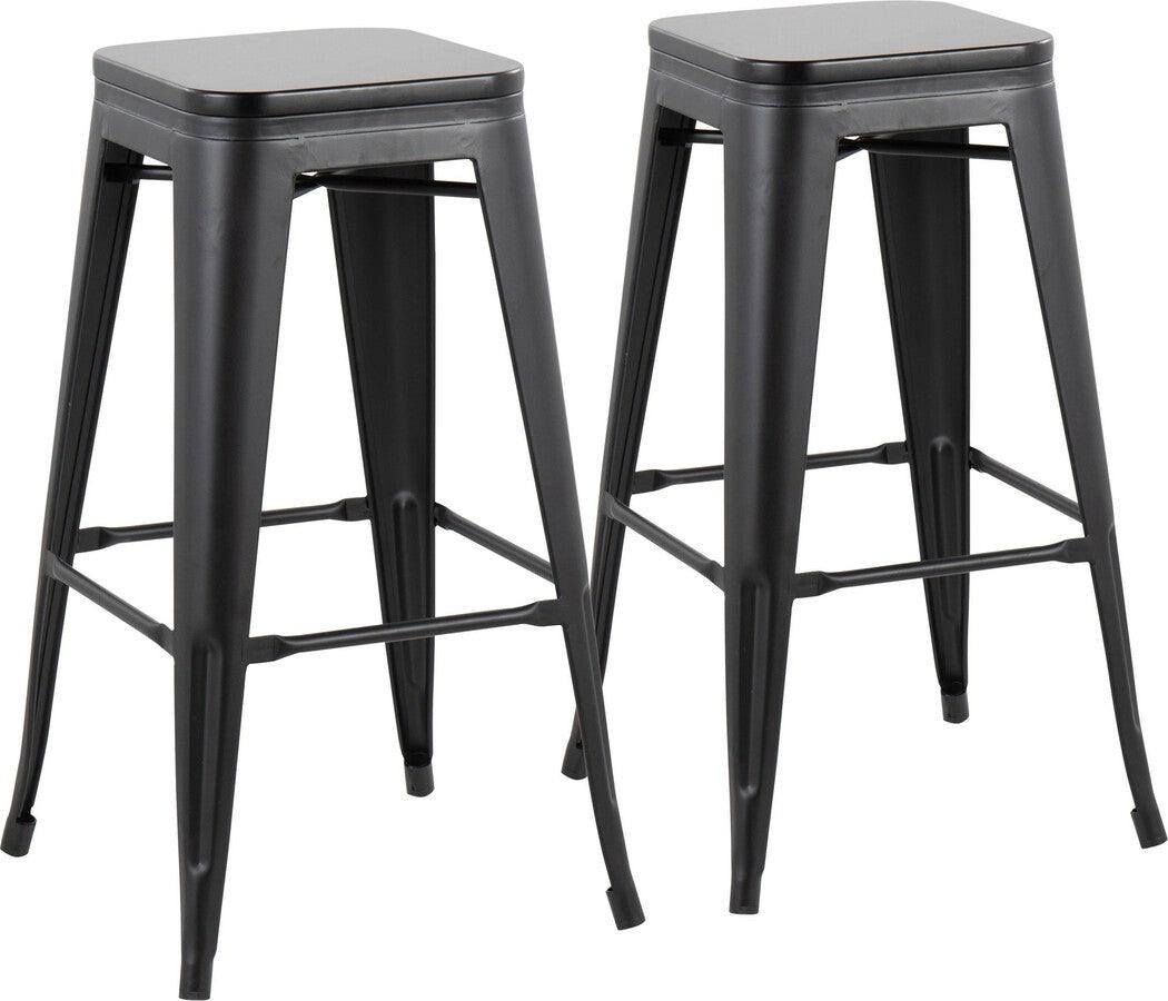 Lumisource Barstools - Oregon Barstool In Black Steel & Black Wood (Set of 2)