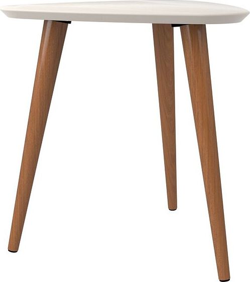Manhattan Comfort Side & End Tables - Utopia 19.68" High Triangle End Table With Splayed Wooden Legs in Off White