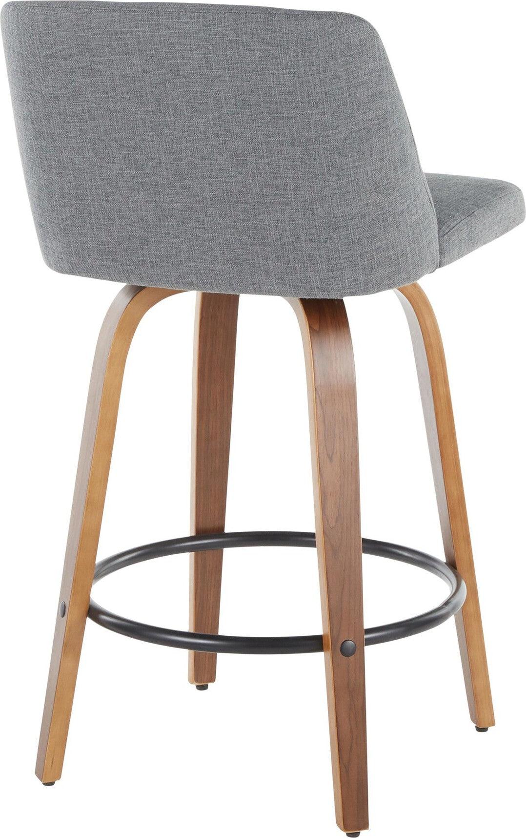 Lumisource Barstools - Toriano Counter Stool Walnut & Gray (Set of 2)