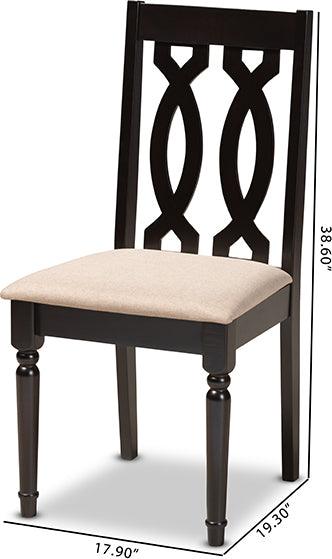 Wholesale Interiors Dining Chairs - Cherese Modern Sand Fabric Upholstered Espresso Brown Finished Wood Dining Chair Set of 4