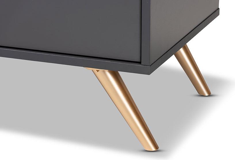 Wholesale Interiors TV & Media Units - Kelson Dark Grey and Gold Finished Wood TV Stand