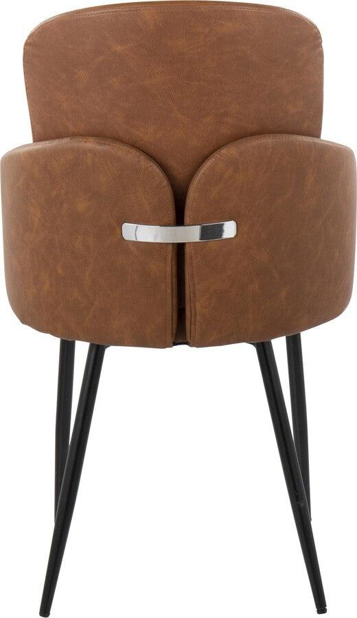 Lumisource Dining Chairs - Dahlia Contemporary Dining Chair In Black Metal & Camel Faux Leather With Chrome Accent (Set of 2)