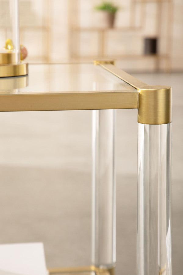Essentials For Living Side & End Tables - Nouveau End Table Brushed Brass & Lucite & Clear Glass
