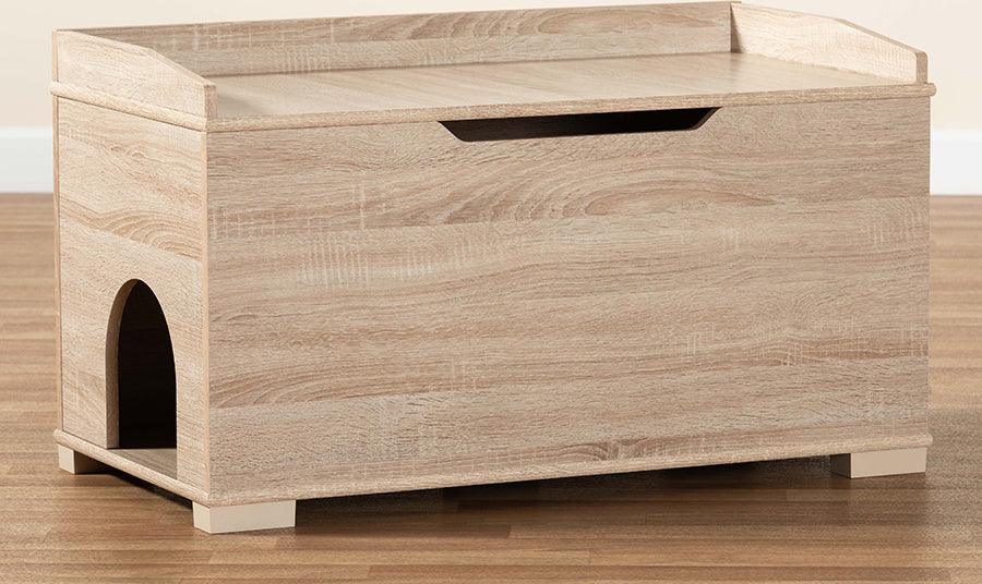 Wholesale Interiors Cat Litter Box - Mariam Oak Finished Wood Cat Litter Box Cover House