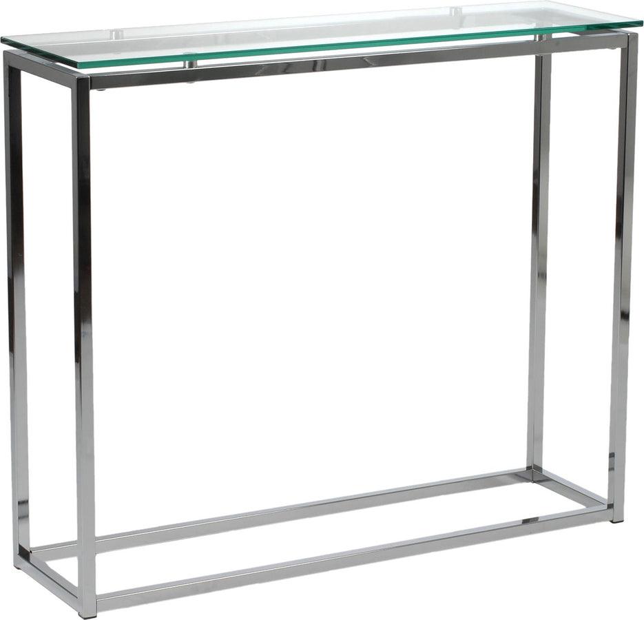 Euro Style Consoles - Sandor Console Table with Clear Tempered Glass Top and Chrome Frame