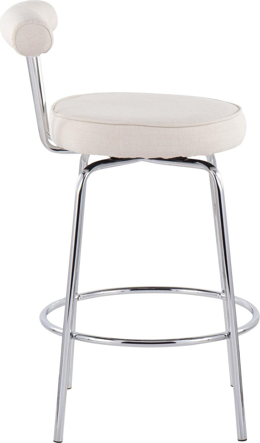 Lumisource Barstools - Rhonda Counter Stool Chrome & Cream (Set of 2)