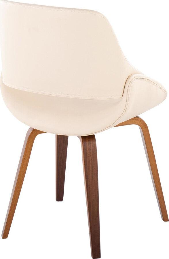 Lumisource Dining Chairs - Fabrico Dining/Accent Chair In Walnut & Cream Faux Leather (Set of 2)
