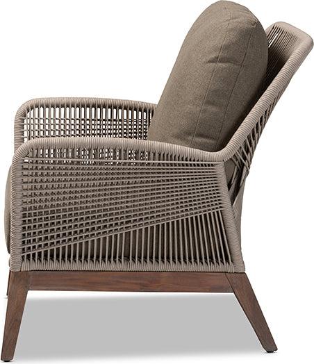 Wholesale Interiors Accent Chairs - Jennifer Mid-Century Grey Woven Rope Mahogany Accent Chair