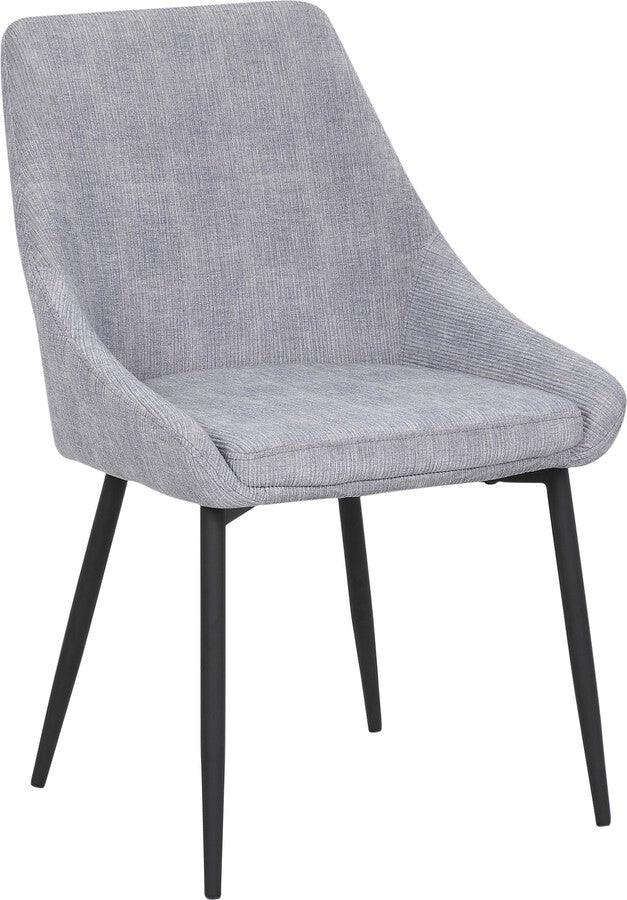 Lumisource Dining Chairs - Diana Contemporary Chair in Black Metal & Grey Corduroy Fabric - Set of 2