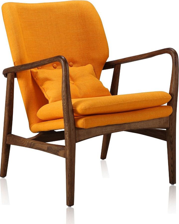 Manhattan Comfort Accent Chairs - Bradley Yellow and Walnut Linen Weave Accent Chair