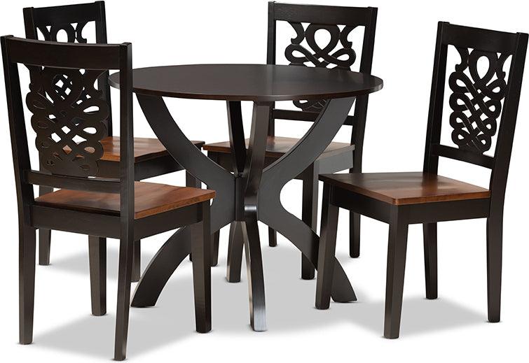 Wholesale Interiors Dining Sets - Wanda Two-Tone Dark Brown and Walnut Brown Finished Wood 5-Piece Dining Set