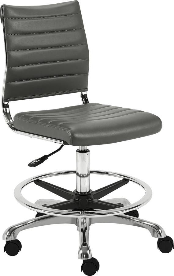 Euro Style Barstools - Axel Adjustable Height Drafting Stool in Gray with Aluminum Base 46" H