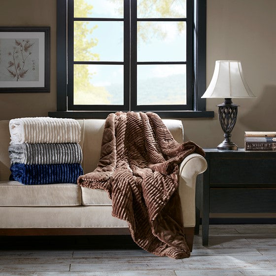 Olliix.com Pillows & Throws - Oversized Plush Down Alternative Filled Throw Grey