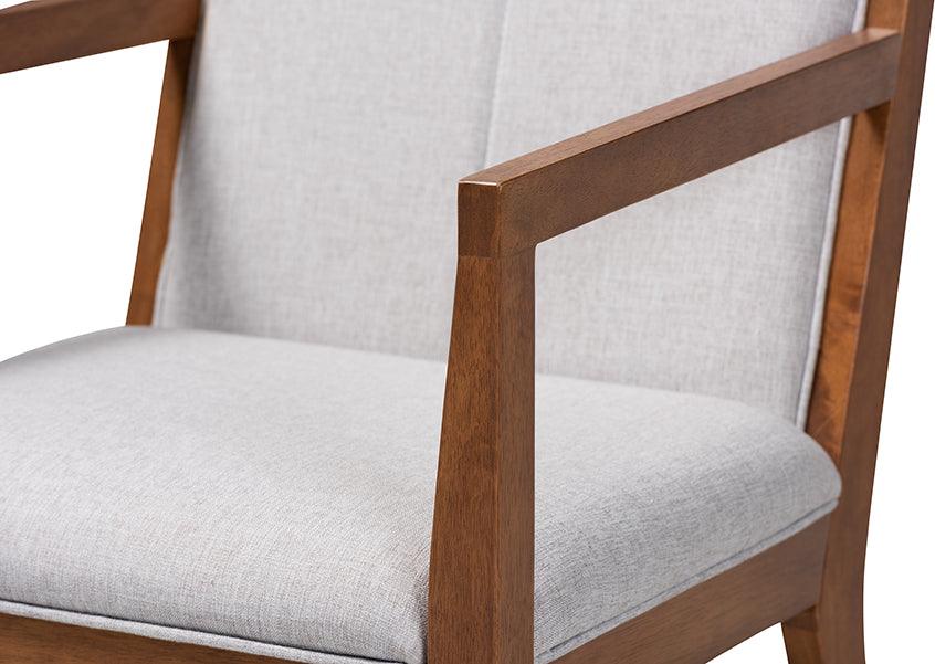 Wholesale Interiors Accent Chairs - Theresa Greige And Walnut Effect 2-Piece Chair Set