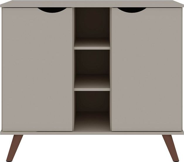 Manhattan Comfort Buffets & Sideboards - Hampton 39.37 Buffet Stand Cabinet with 7 Shelves & Solid Wood Legs in Off White