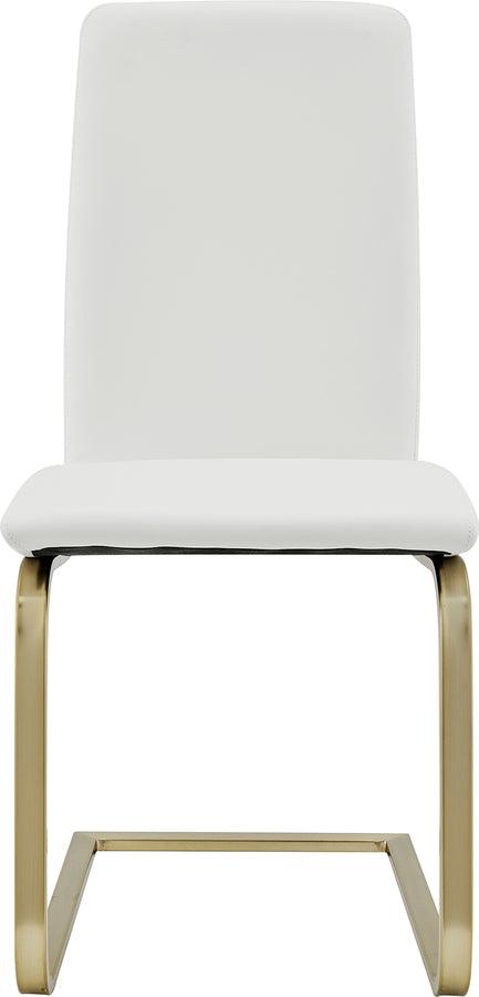 Euro Style Dining Chairs - Cinzia Dining Chair in White with Matte Brushed Gold Legs - Set of 2
