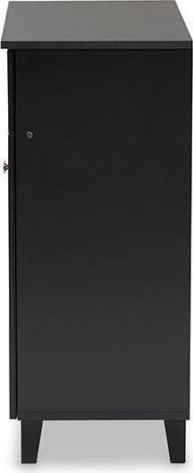 Wholesale Interiors Shoe Storage - Coolidge Contemporary Dark Grey 4-Shelf Wood Shoe Storage Cabinet with Drawer