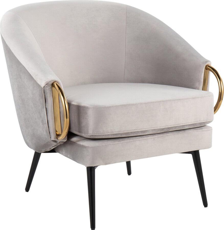 Lumisource Accent Chairs - Claire Contemporary/Glam Black Steel & Silver Velvet With Gold Steel Accents