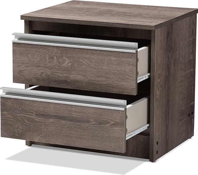 Wholesale Interiors Nightstands & Side Tables - Gallia 2 Drawers Nightstand Oak Brown