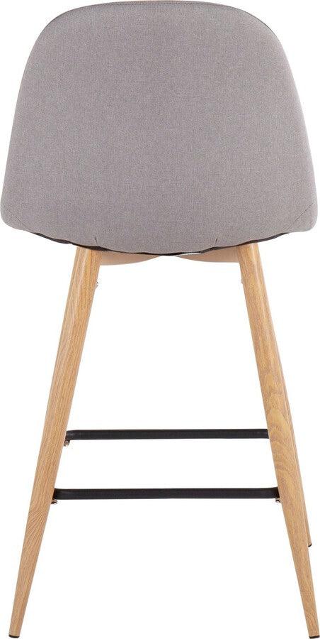 Lumisource Barstools - Pebble Counter Stool In Natural Metal & Light Grey Fabric (Set of 2)