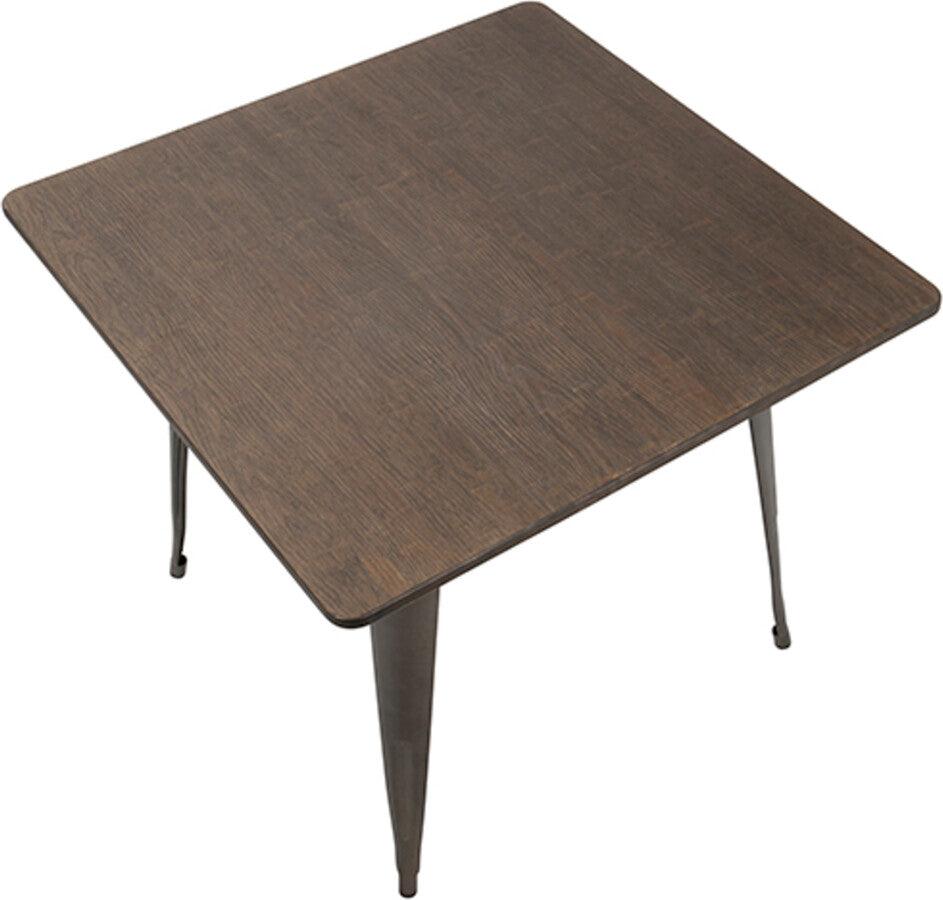 Lumisource Dining Tables - Oregon 36" Industrial-Farmhouse Dining Table in Antique and Espresso