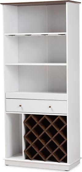 Wholesale Interiors Bar Units & Wine Cabinets - Serafino Modern and Oak Finished Wood Wine Cabinet White & Walnut Brown