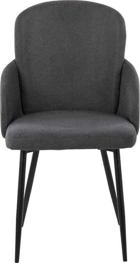 Lumisource Dining Chairs - Dahlia Contemporary Dining Chair In Black Metal & Grey Fabric With Chrome Accent (Set of 2)