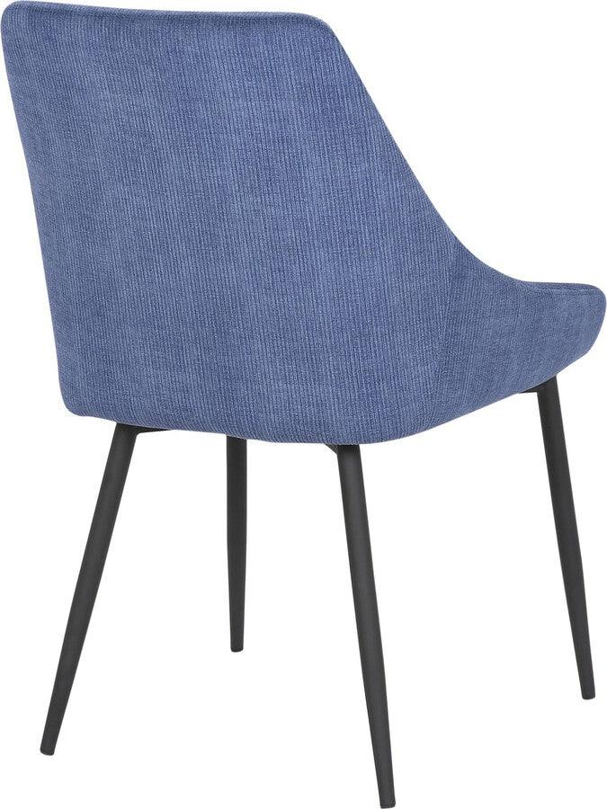 Lumisource Dining Chairs - Diana Contemporary Chair in Black Metal and Blue Corduroy Fabric - Set of 2