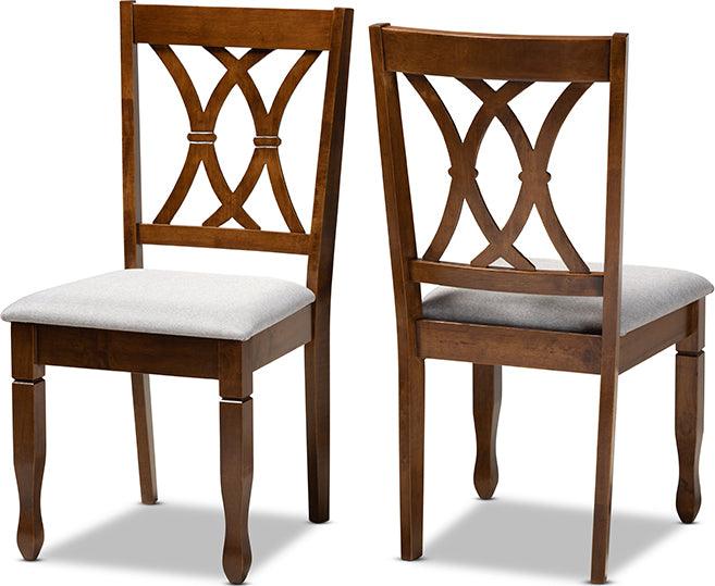 Wholesale Interiors Dining Chairs - Augustine Grey Fabric Upholstered And Walnut Brown Finished Wood 2-Piece Dining Chair Set Set