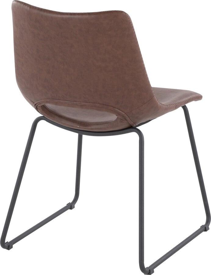 Lumisource Dining Chairs - Robbi Contemporary Dining Chair In Black Steel & Brown Faux Leather (Set of 2)