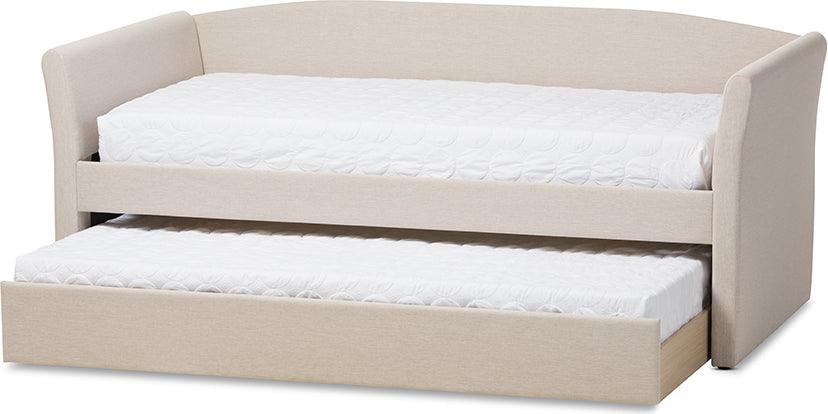 Wholesale Interiors Daybeds - Camino Modern And Contemporary Beige Fabric Upholstered Daybed With Guest Trundle Bed