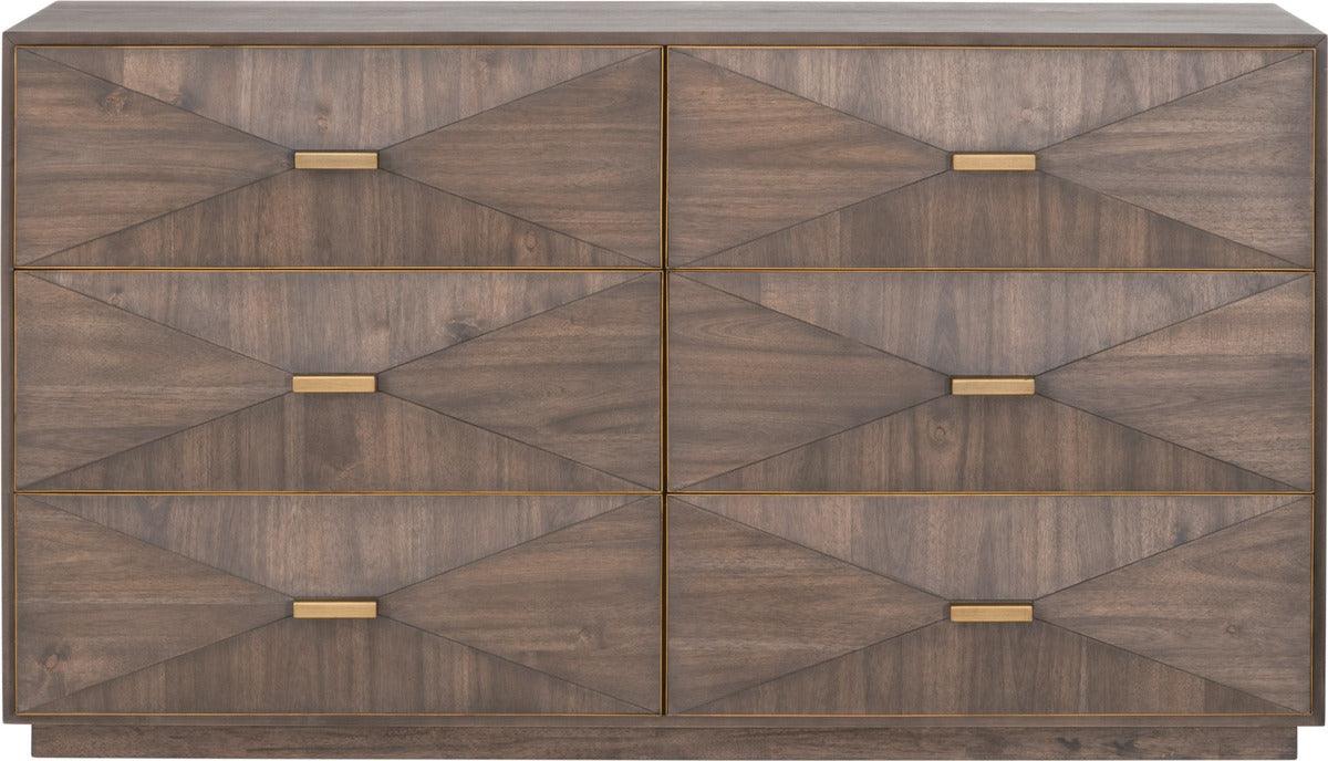 Essentials For Living Dressers - Wynn 6-Drawer Double Dresser Burnished Brown & Brushed Gold