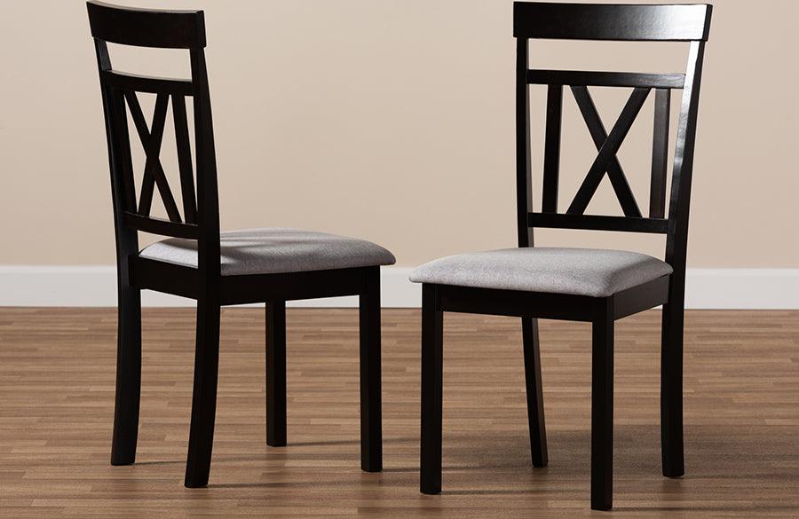 Wholesale Interiors Dining Chairs - Rosie Grey Fabric Upholstered And Espresso Brown Finished Dining Chair Set Of 2
