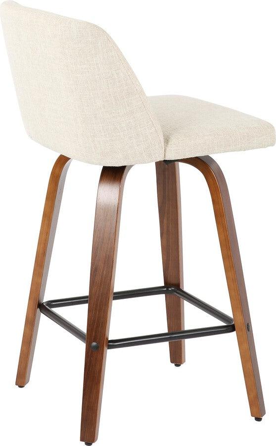 Lumisource Barstools - Toriano Counter Stool in Walnut and Cream - Set of 2