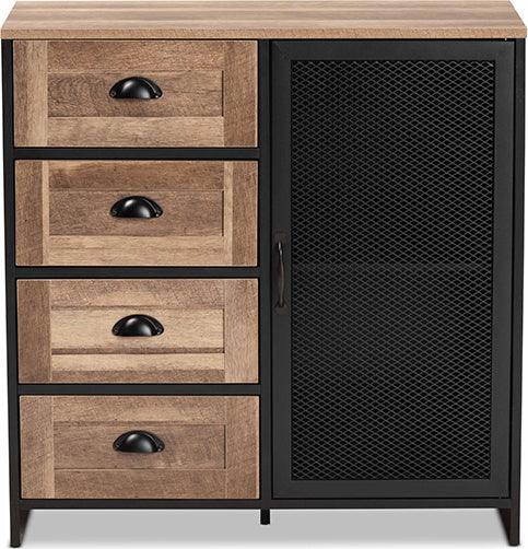 Wholesale Interiors Buffets & Sideboards - Connell Contemporary Two-Tone Natural Brown and Black Wood and Black Metal Sideboard