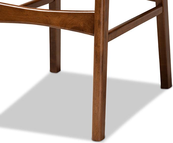 Wholesale Interiors Barstools - Katya Mid-Century Modern Sand Fabric and Brown Finished Wood 2-Piece Bar Stool Set