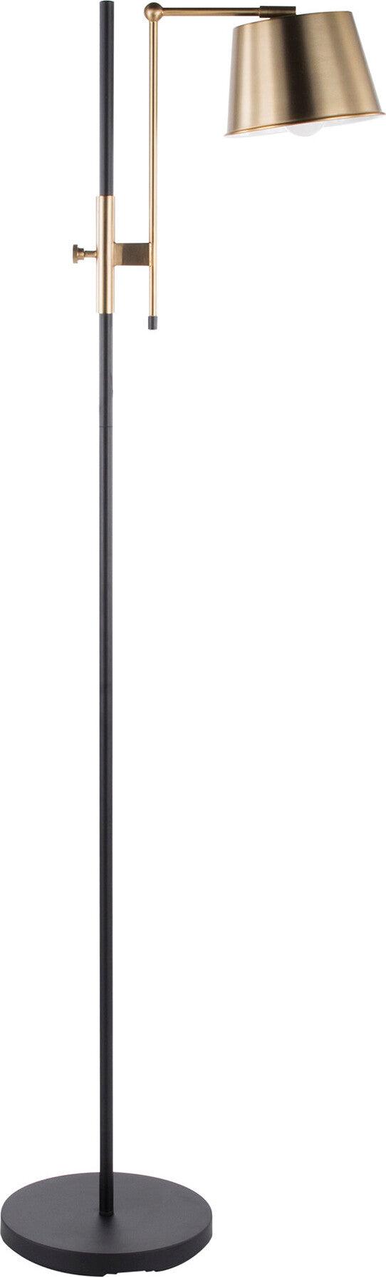 Lumisource Floor Lamps - Metric Floor Lamp Black & Antique Brass
