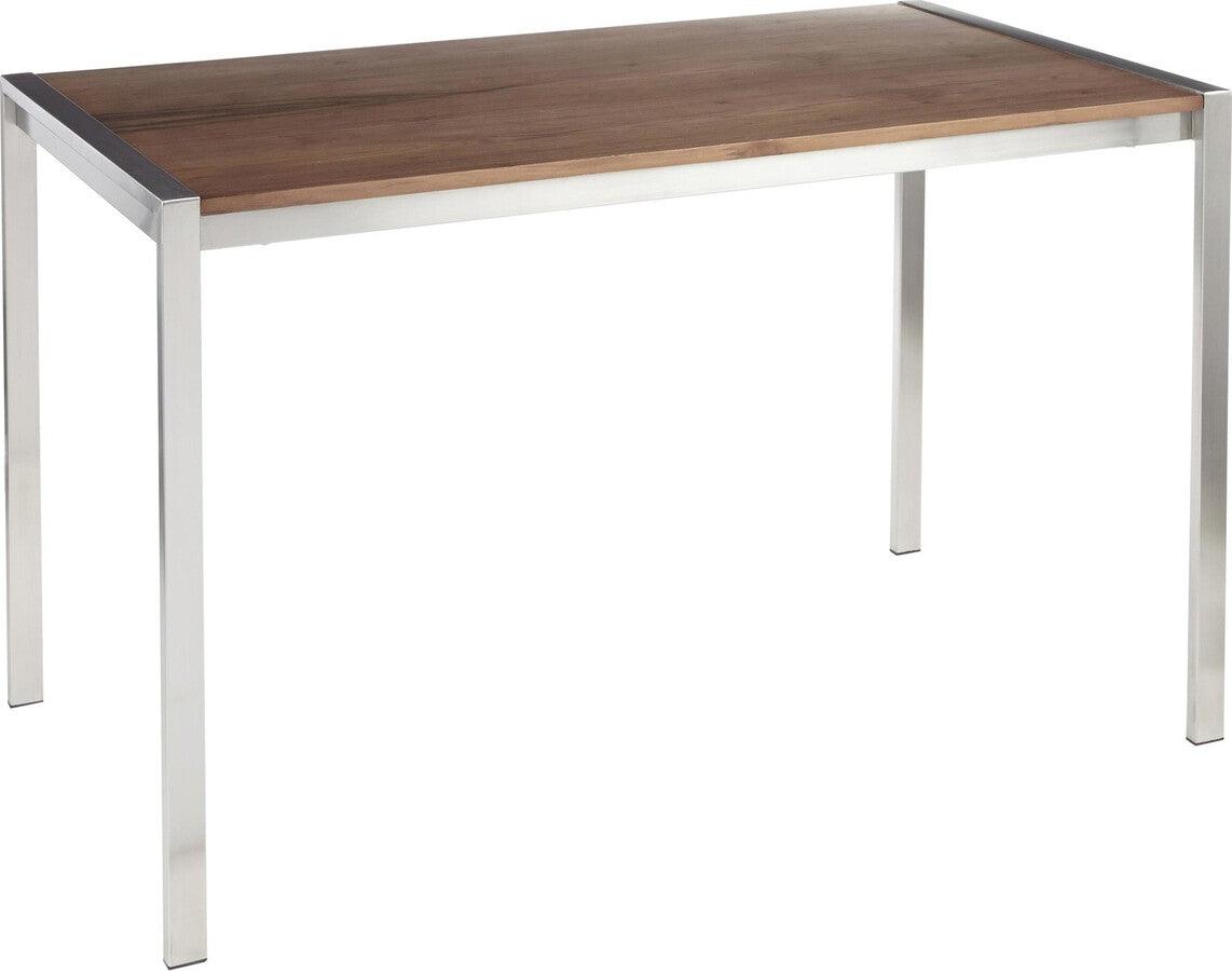 Lumisource Dining Tables - Fuji Modern Dining Table in Stainless Steel with Walnut Wood Top