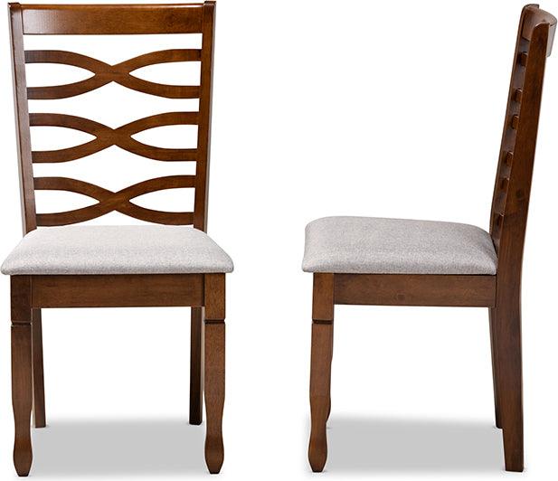 Wholesale Interiors Dining Chairs - Lanier Grey Fabric Upholstered and Walnut Brown Finished Wood 2-Piece Dining Chair Set