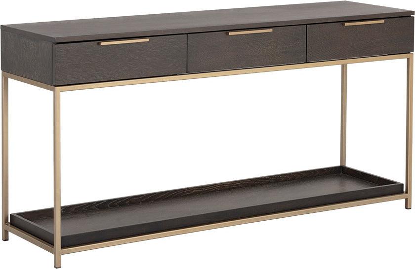 SUNPAN Consoles - Rebel Console Table With Drawers - Gold - Charcoal Grey