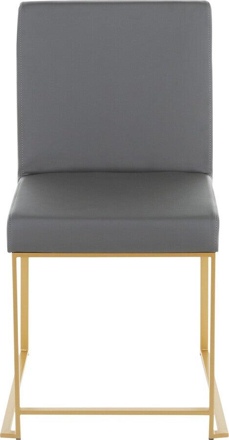 Lumisource Dining Chairs - High Back Fuji Contemporary Dining Chair In Gold & Grey Faux Leather (Set of 2)