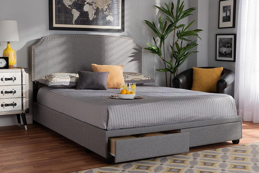 Wholesale Interiors Beds - Larese King Storage Bed Light Gray & Black