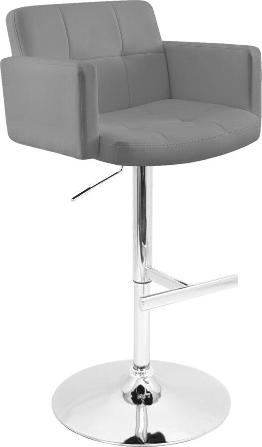 Lumisource Barstools - Stout Contemporary Adjustable Barstool with Swivel and Grey Faux Leather