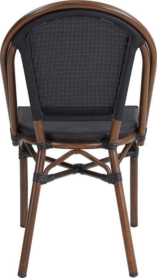 Euro Style Dining Chairs - Jannie Stacking Side Chair in Black Textylene Mesh with Brown Frame - Set of 2