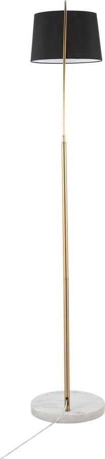 Lumisource Floor Lamps - March Contemporary Floor Lamp In White Marble & Antique Brass With Black Linen Shade Metal